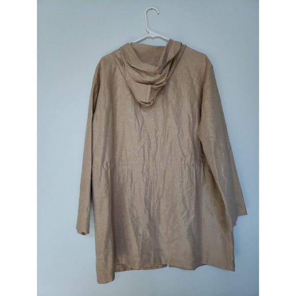 J. Jill Women's LP Jacket Gold Sparkly Linen Blend Zip Up Pockets Long Sleeve - Picture 3 of 8